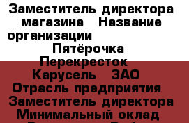 Заместитель директора магазина › Название организации ­ X5 Retail Group «Пятёрочка», «Перекресток», «Карусель», ЗАО › Отрасль предприятия ­ Заместитель директора › Минимальный оклад ­ 1 - Все города Работа » Вакансии   . Мордовия респ.